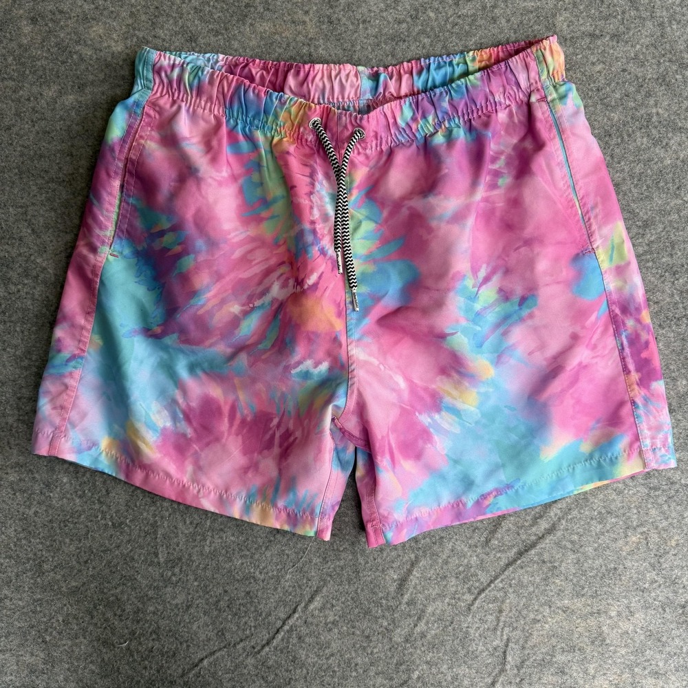 Boardies Swim Trunks Shorts Mens Large‎ Multicolor Tie Dye Lined Surf Flaws Read
